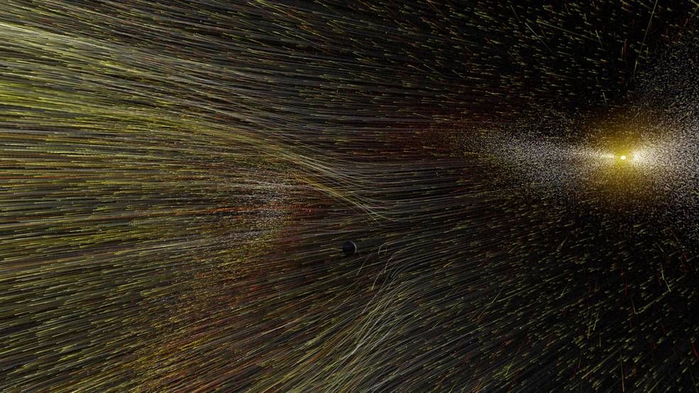 To better understand the fundamental nature of space, NASA selected two proposals for a mission that would tag along with the Interstellar Mapping and Acceleration Probe that launches in 2024. Shown here is a visualization of the solar wind.