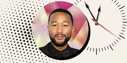 john legend with an illustration of a clock