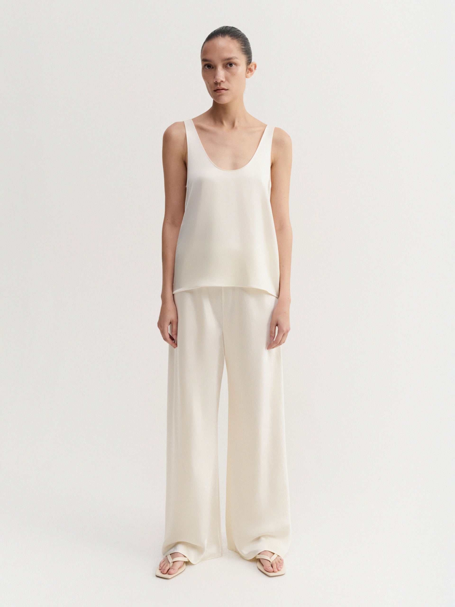 Bias Satin Pants, Vanilla - Xxs / Regular