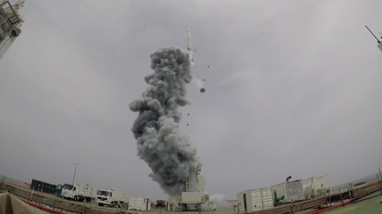 China's Long March 11 rocket lifts off from a mobile launch platform in the Yellow Sea on June 5, 2019.