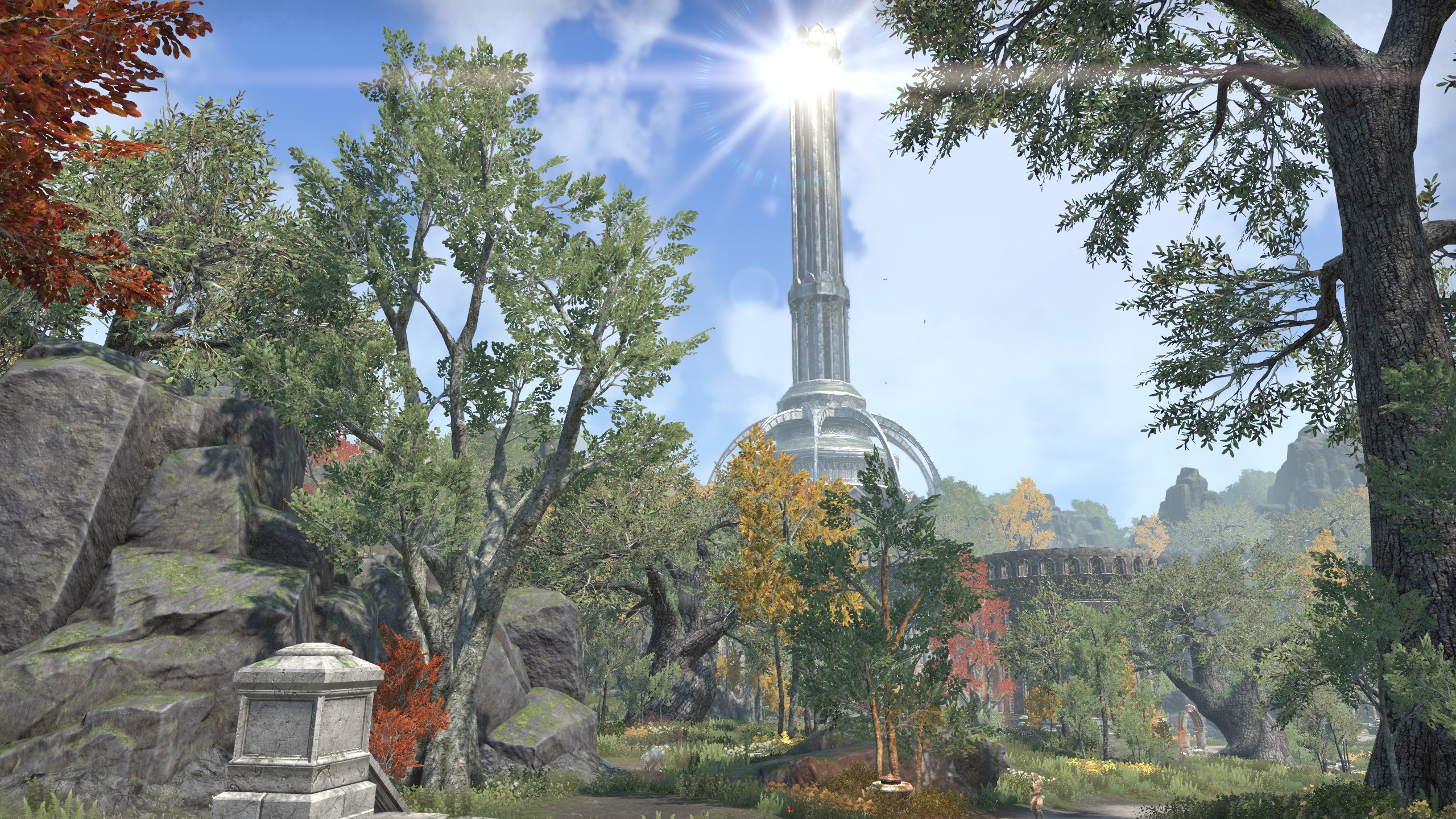 The sun shines on the Imperial City in the distance