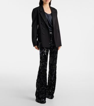 Sequin High-Rise Flare Pants