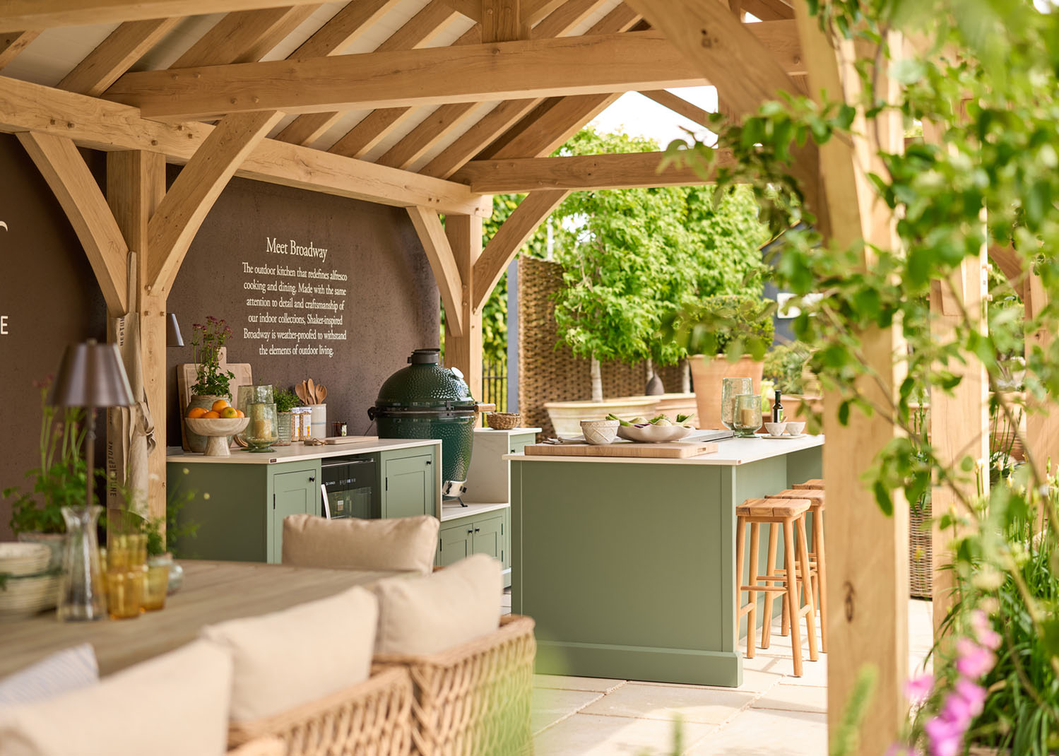 Oakwrights built the pavilion for the Neptune stand at the 2026 Chelsea Flower Show