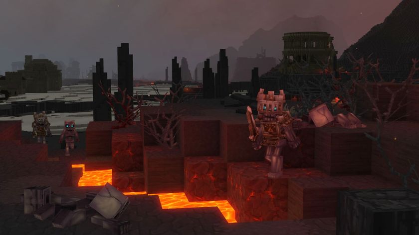 Hytale cindercloth scraps: Incandescent skeletons walking across the surface of the volcanic Devastated Lands.