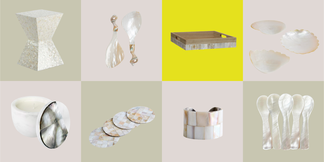 various home products in mother of pearl finish