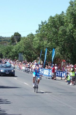 Travis Meyer (Garmin-Transitions) solos to an elite road title at just 20.