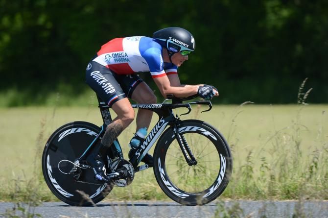 French time trial champion Sylvain Chavanel (Omega Pharma-QuickStep) en route to an 18th place result in the Dauphin&eacute; TT stage