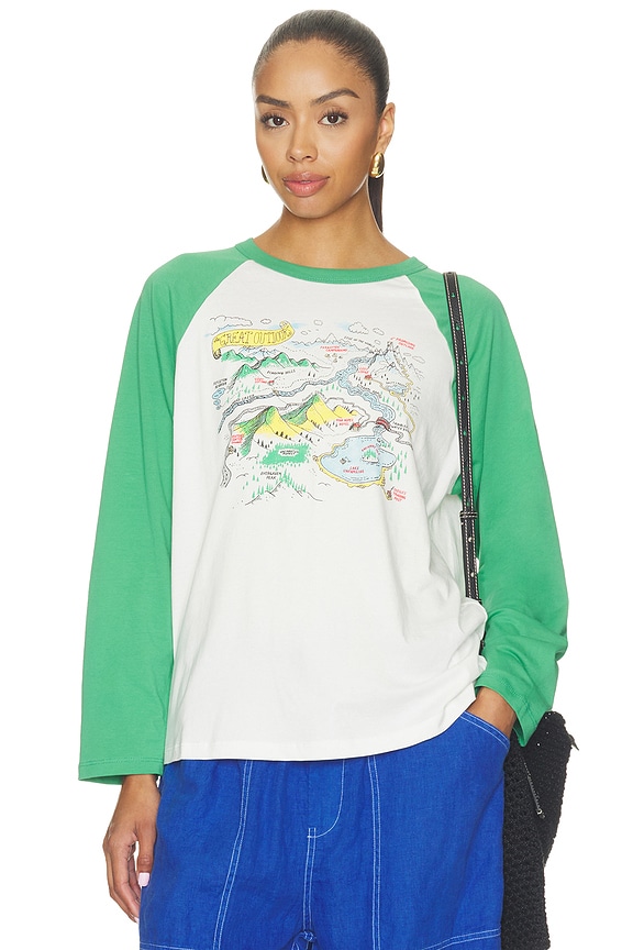 Map of Nowhere Oversized Raglan Long Sleeve Top in Briar Combo