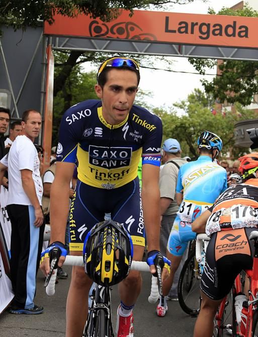 Alberto Contador (Saxo-Tinkoff) awaits the start of stage 1 in San Luis.