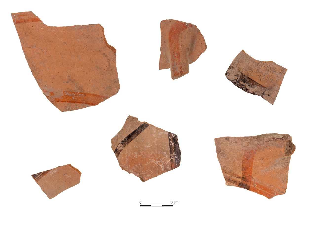 a photo of various pottery fragments