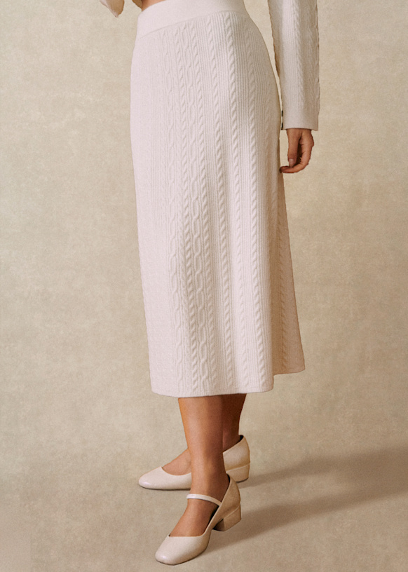 Marilou Skirt - Ecru - Merino Wool - S&amp;eacute;zane