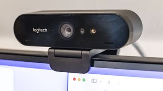 Logitech Brio Stream on a computer monitor