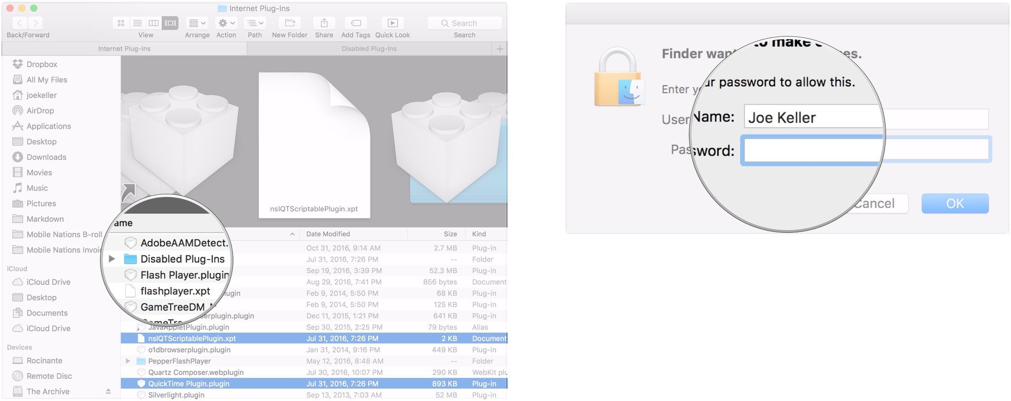 Drag plug-ins to Disabled folder, authenticate