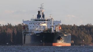 Crude oil tanker Eagle S, Svartbäck anchoring site, Porvoo, Finland. December 31, 2024.