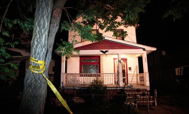 An exterior view of the house where Amanda Berry, Gina DeJesus, and Michele Knight were held captive by Ariel Castro, May 7.