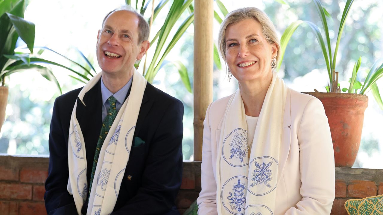 Prince Edward, Duke of Edinburgh and Sophie, Duchess of Edinburgh are seen during a visit to the Living Mountain Lab at the International Centre for Integrated Mountain Development 