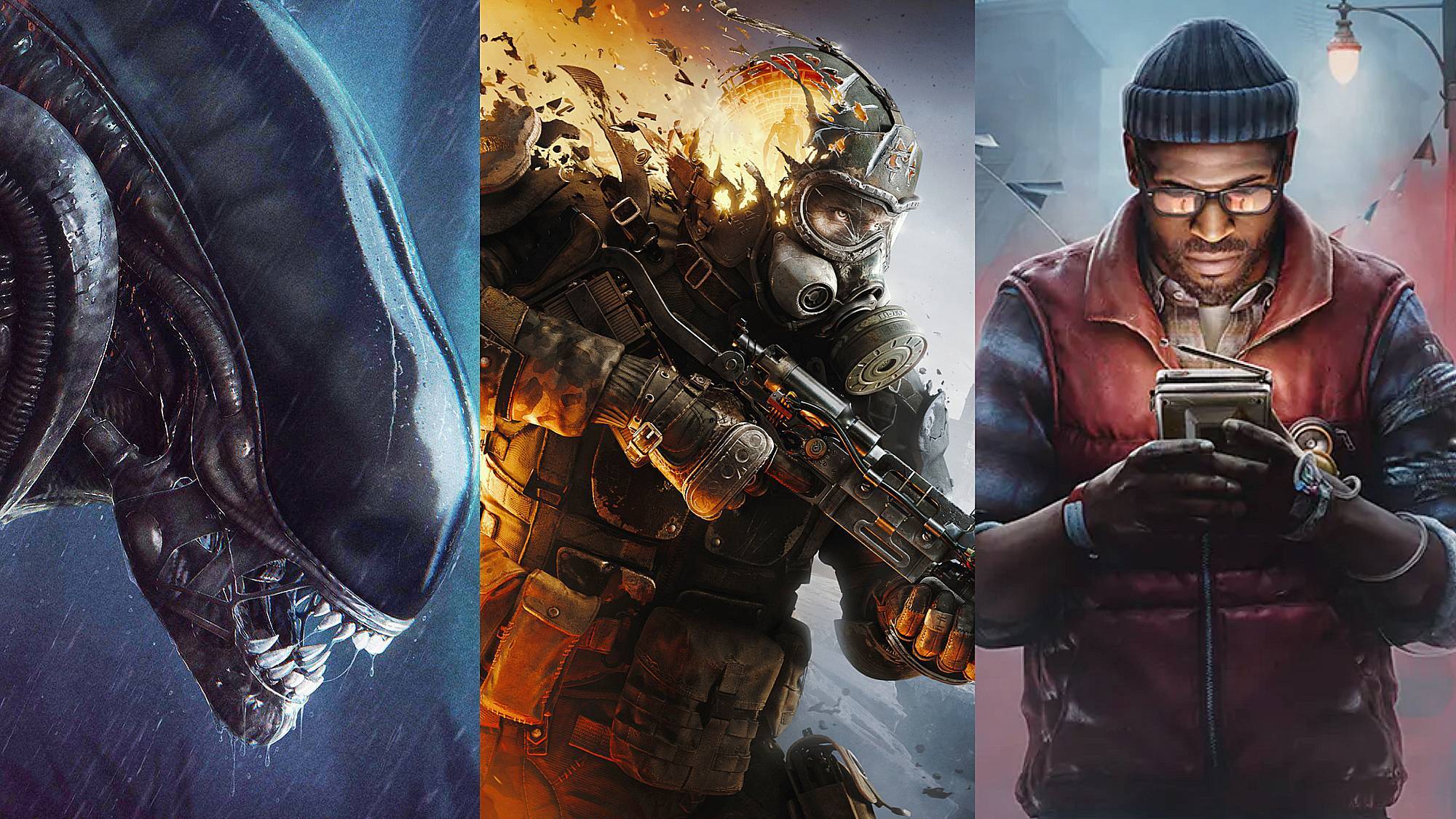 Image showing keyart from Alien: Isolation 2, Metro 2039 and Silent Hill: Townfall