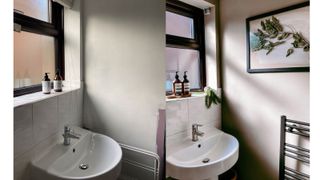 Before and after images of a bathroom renovation for under £30