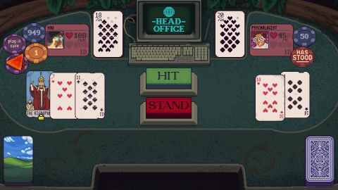 A game of blackjack against a psychologist are Head Office in Dungeons &amp; Degenerate Gamblers.