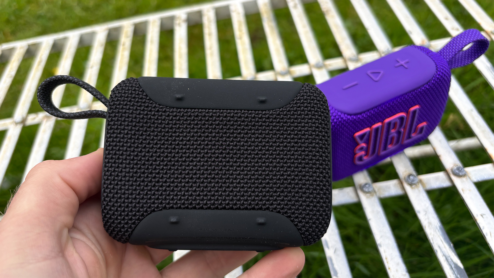 JBL Go 5 speaker in purple finish
