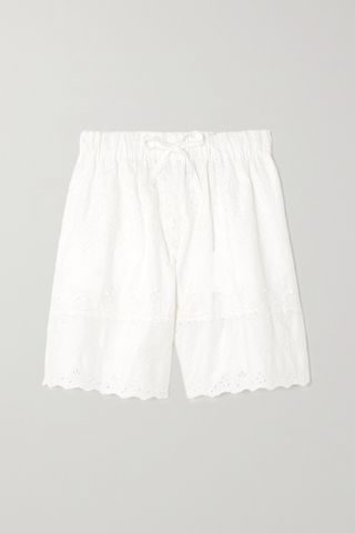 Scalloped Embroidered Broderie Anglaise Cotton-Poplin Shorts