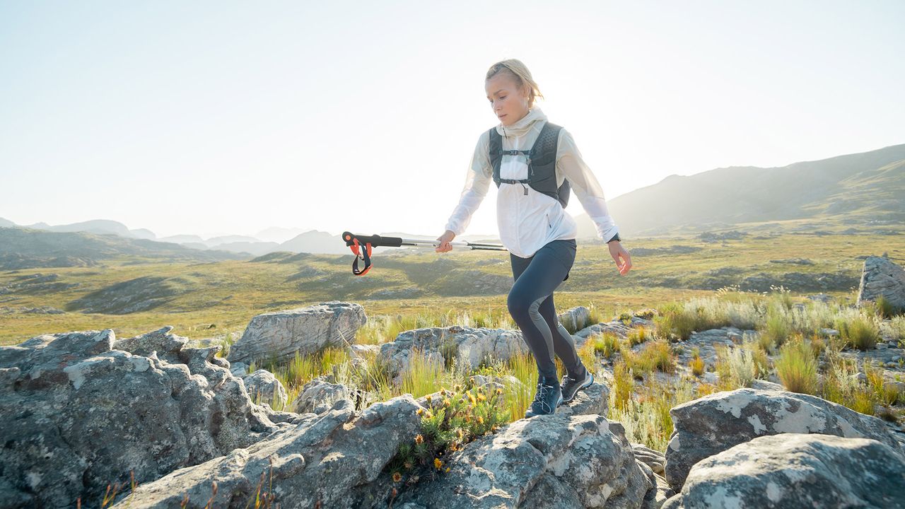 A woman hiking by herself