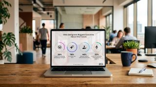 infographic on a computer in a moder office