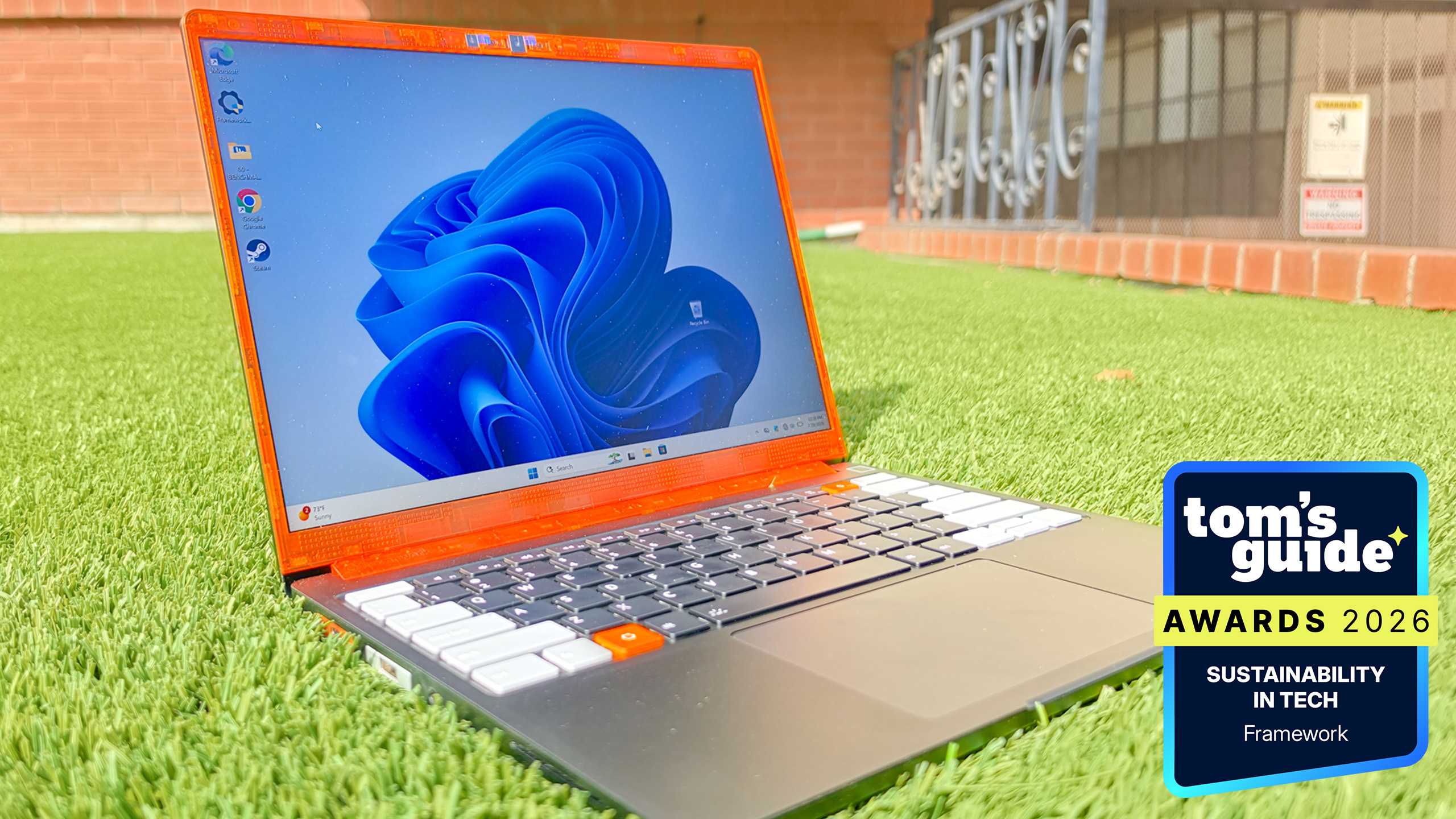 The Framework Laptop 13 Pro with a TG Awards 2026 badge