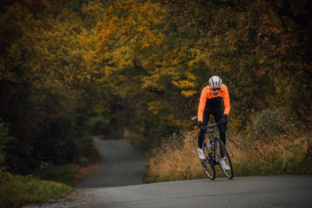  cyclist climbs in winter kit