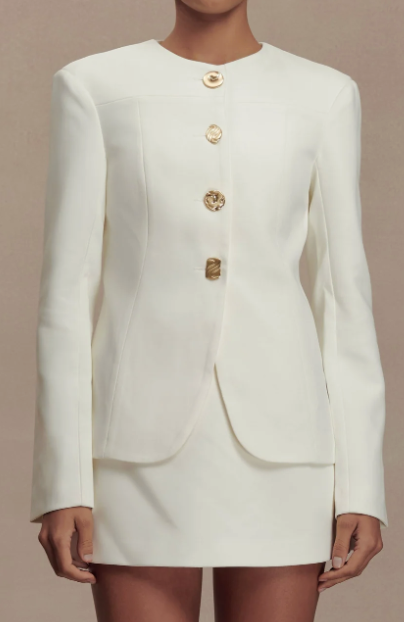 Meshki, Mixed Button Blazer - Ivory