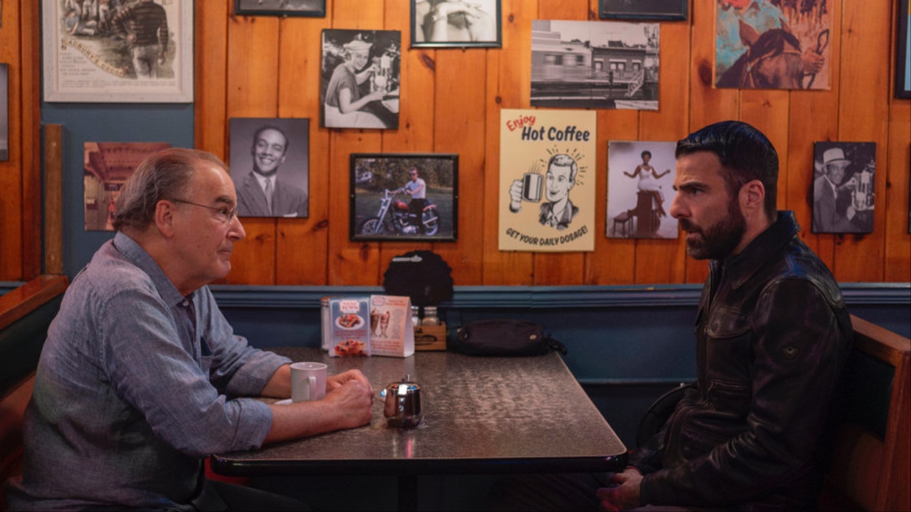 Mandy Patinkin as Noah Wolf and Zachary Quinto as Oliver Wolf in Brilliant Minds Season 1x13