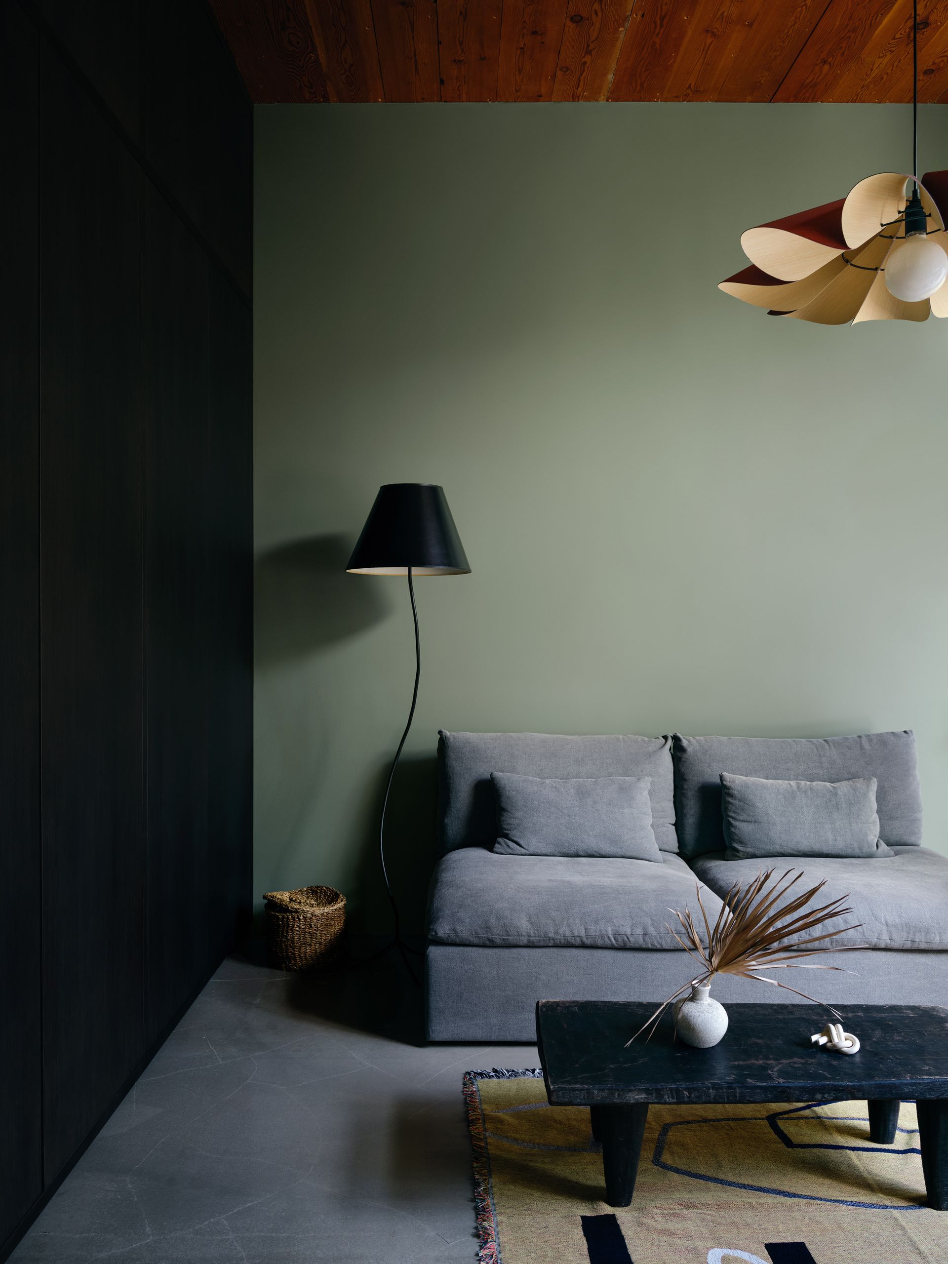 Green and blue minimalist living room