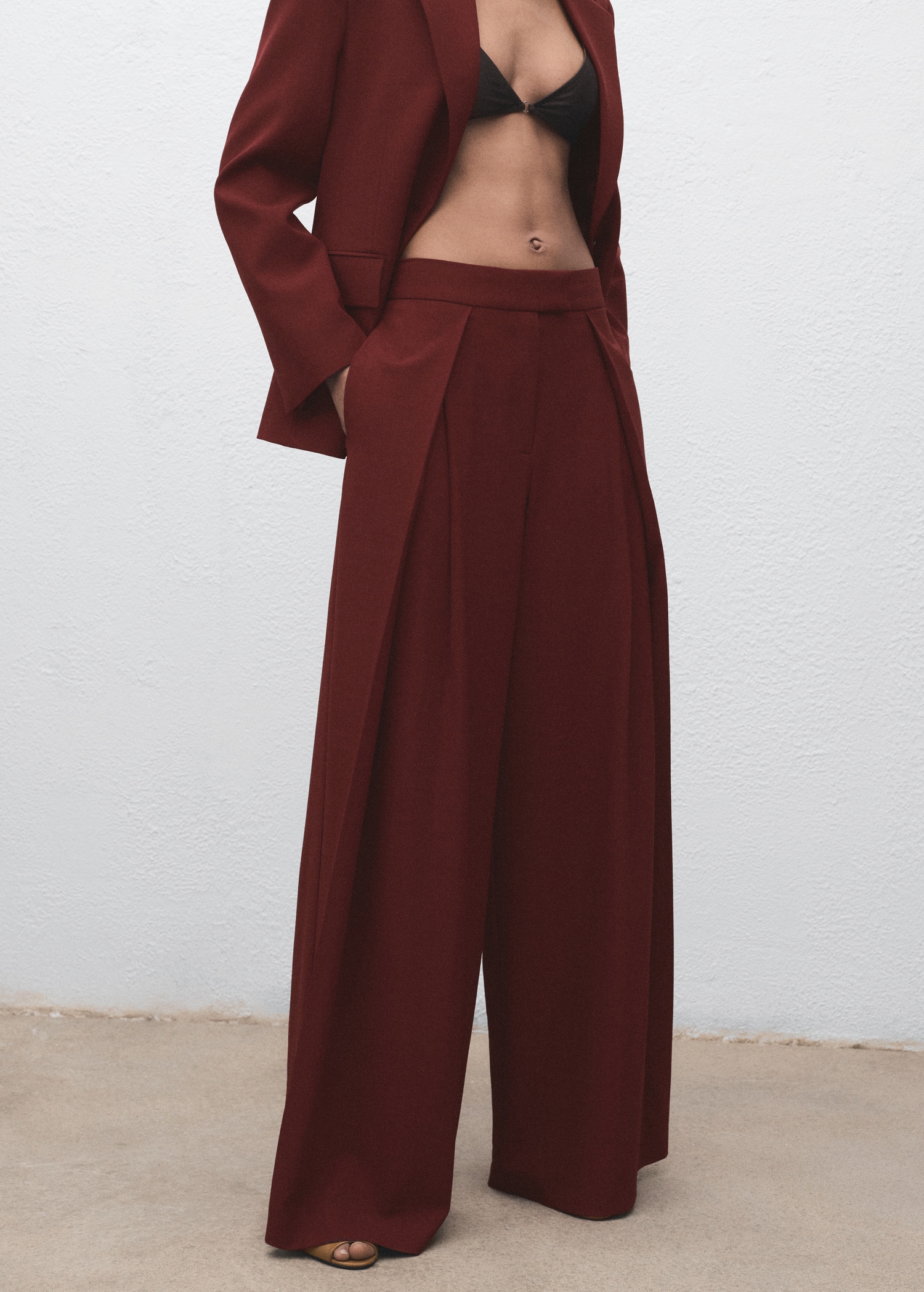 Wide-Leg Pleated Suit Trousers - Women | Mango United Kingdom