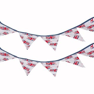 White bunting flags with Union Jacks 