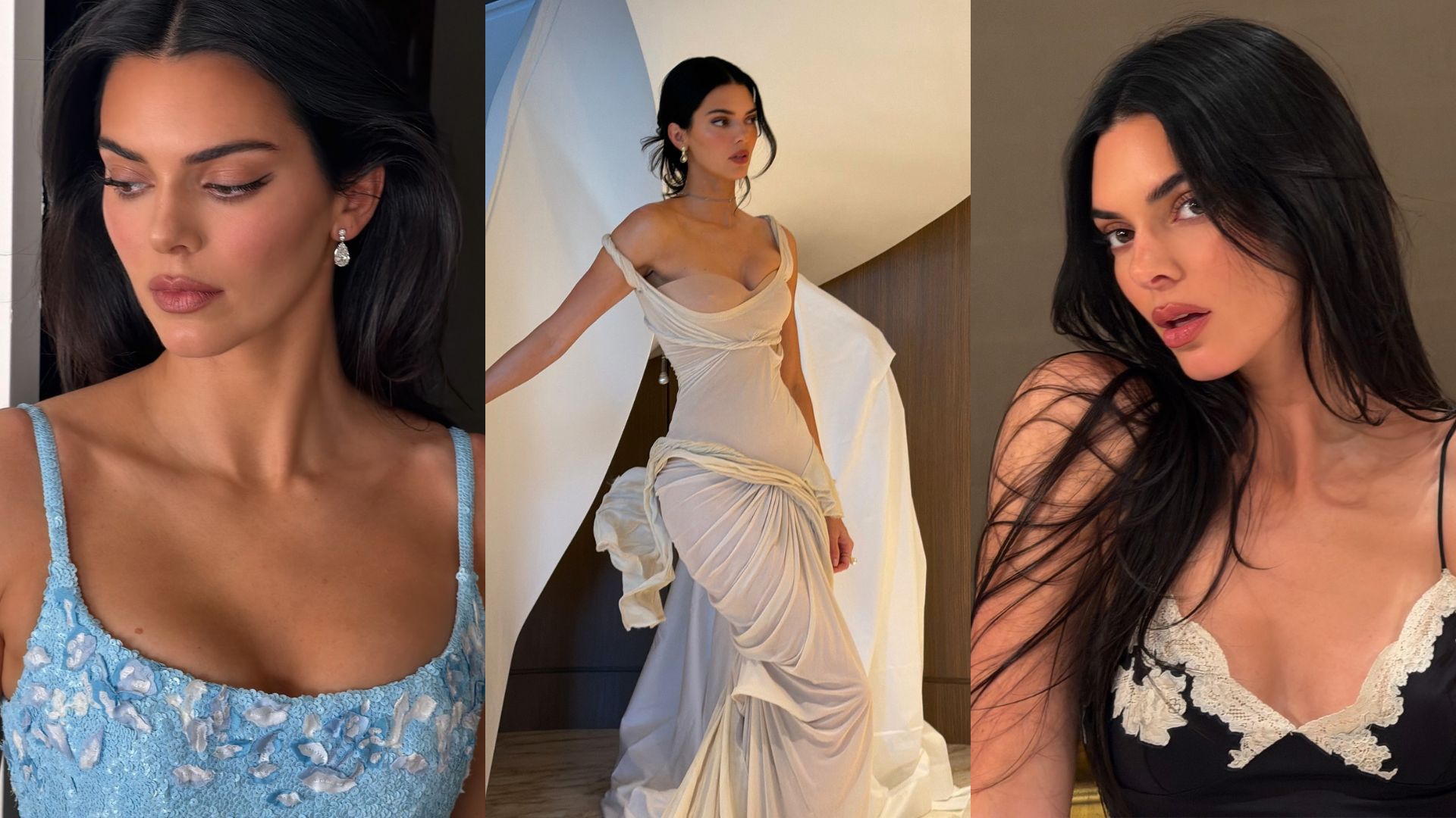 Three photos of Kendall Jenner