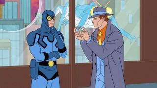 Blue Beetle and The Question studying clue DC Showcase short