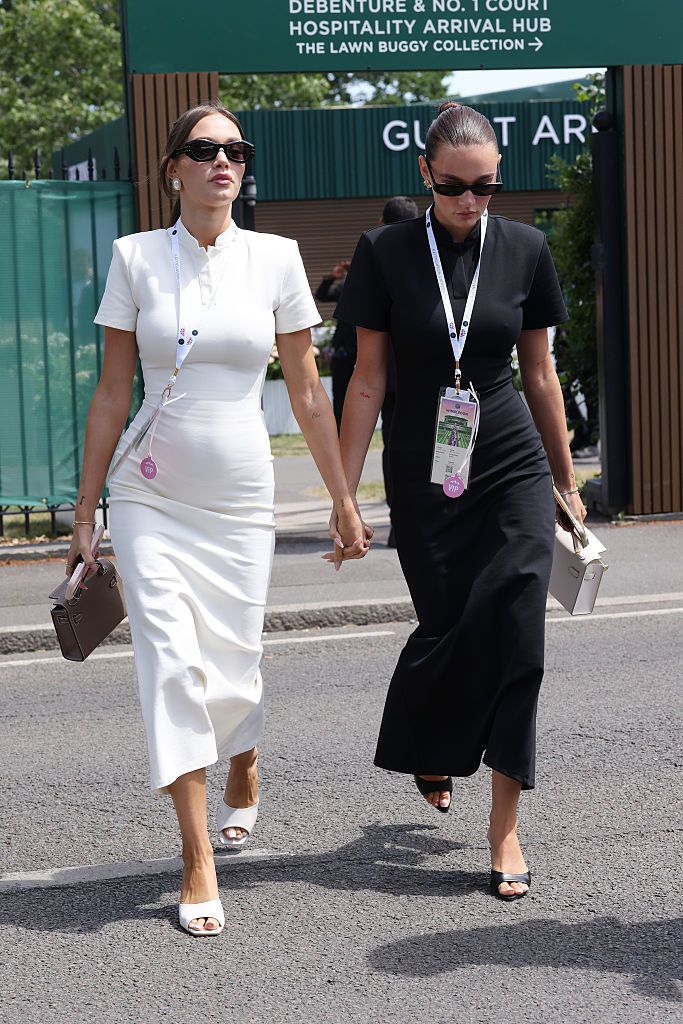 Daisy and Phoebe Tomlinson arrive the Wimbledon Tennis Championships at All England Lawn Tennis and Croquet Club on June 29, 2026 in London, England. (Photo by Neil Mockford/GC Images)