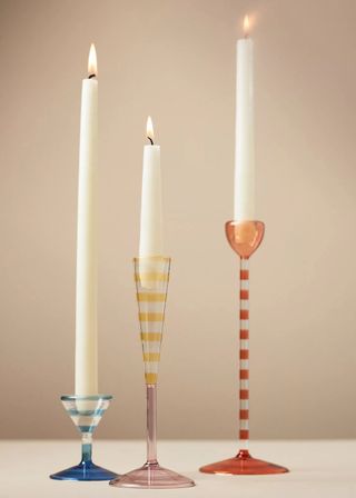 Eleanor Striped Glass Candle Holder