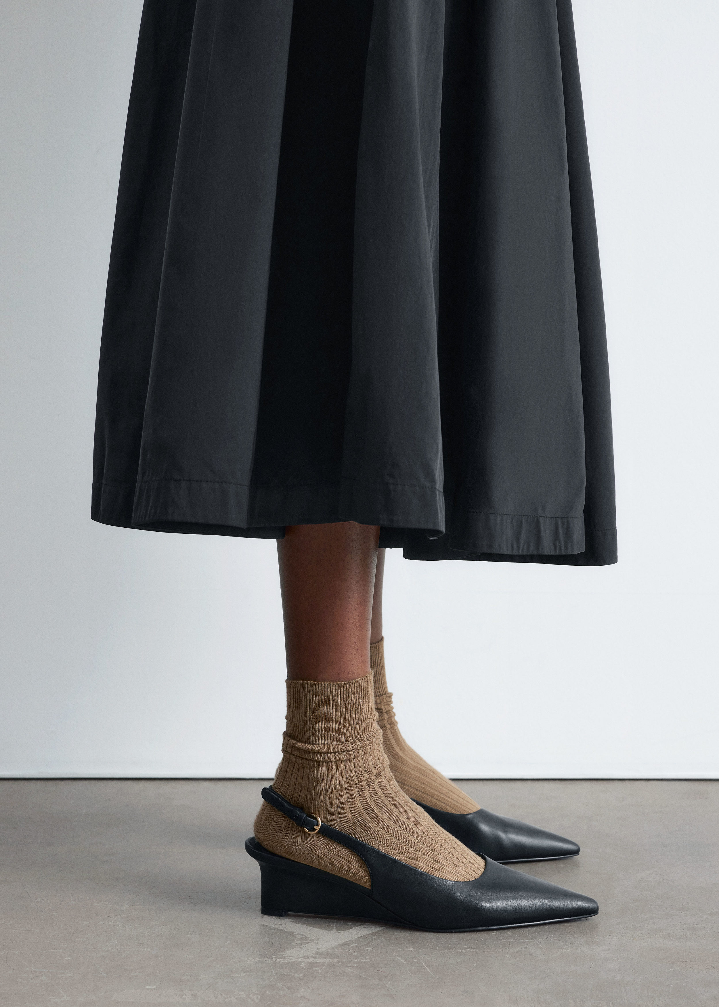 Leather Wedge Slingback Pumps