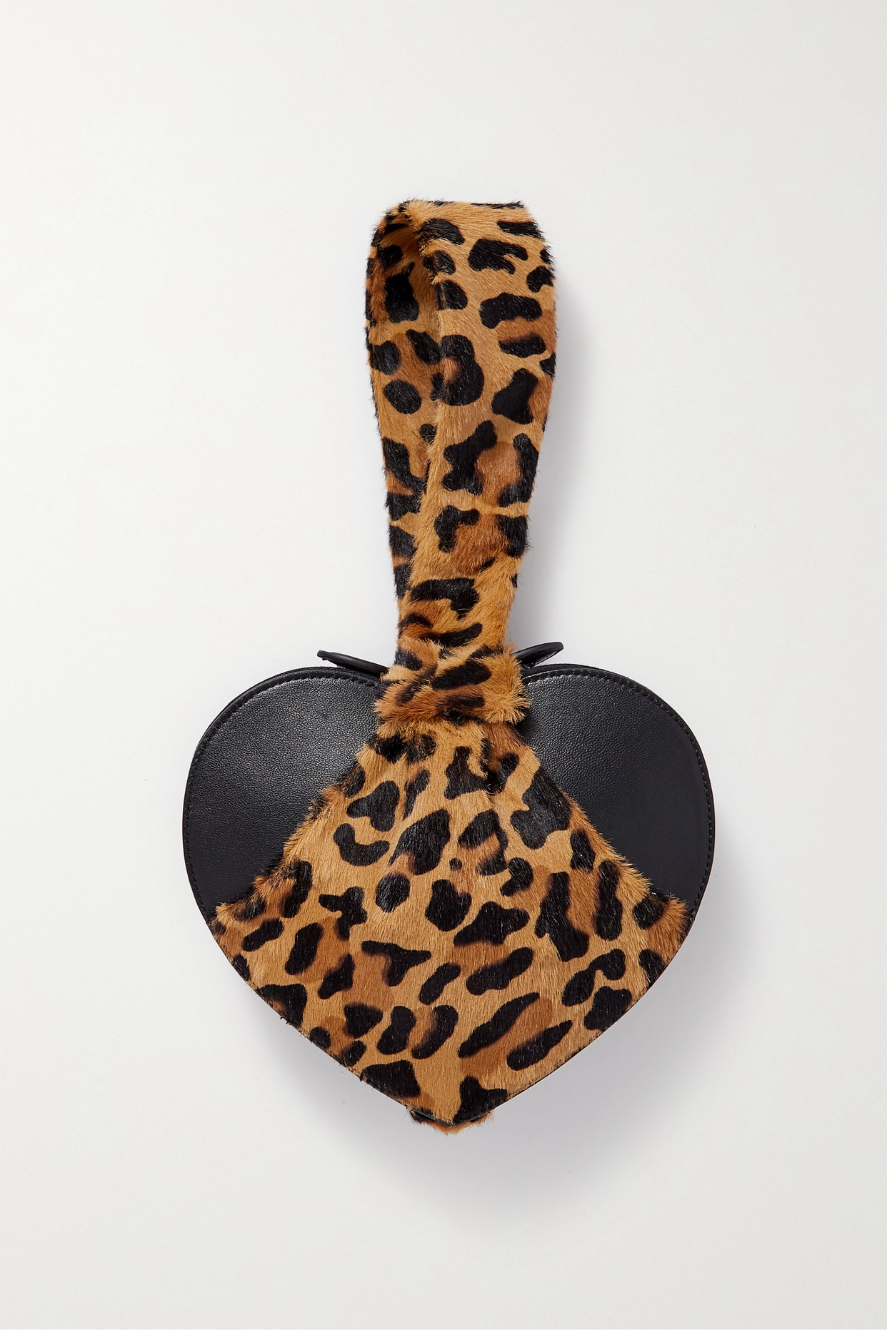 Le Cache Coeur Leopard-Print Pony Hair and Leather Clutch
