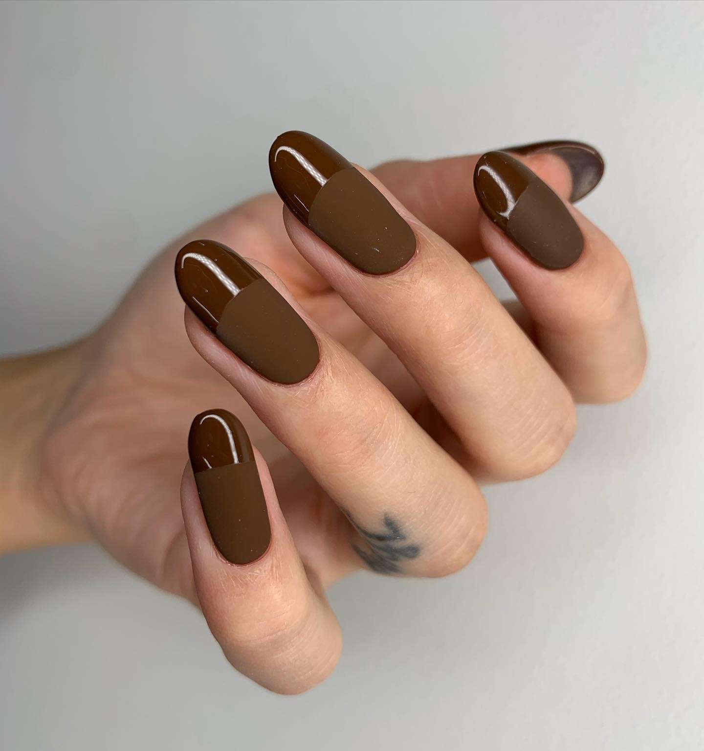 Paragon Nails matte brown manicure