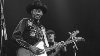 Clarence 'Gatemouth' Brown performs live at Meervaart in Amsterdam, Netherlands on March 19 1988