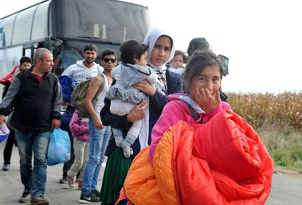 Middle-Eastern migrants at the Croatian-Hungarian border.