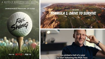 Screenshots of the new Netflix golf documentary Full Swing