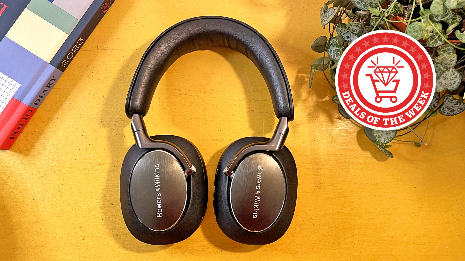 A picture of the Bowers & Wilkins Px8 with the deals of the week logo overlaid