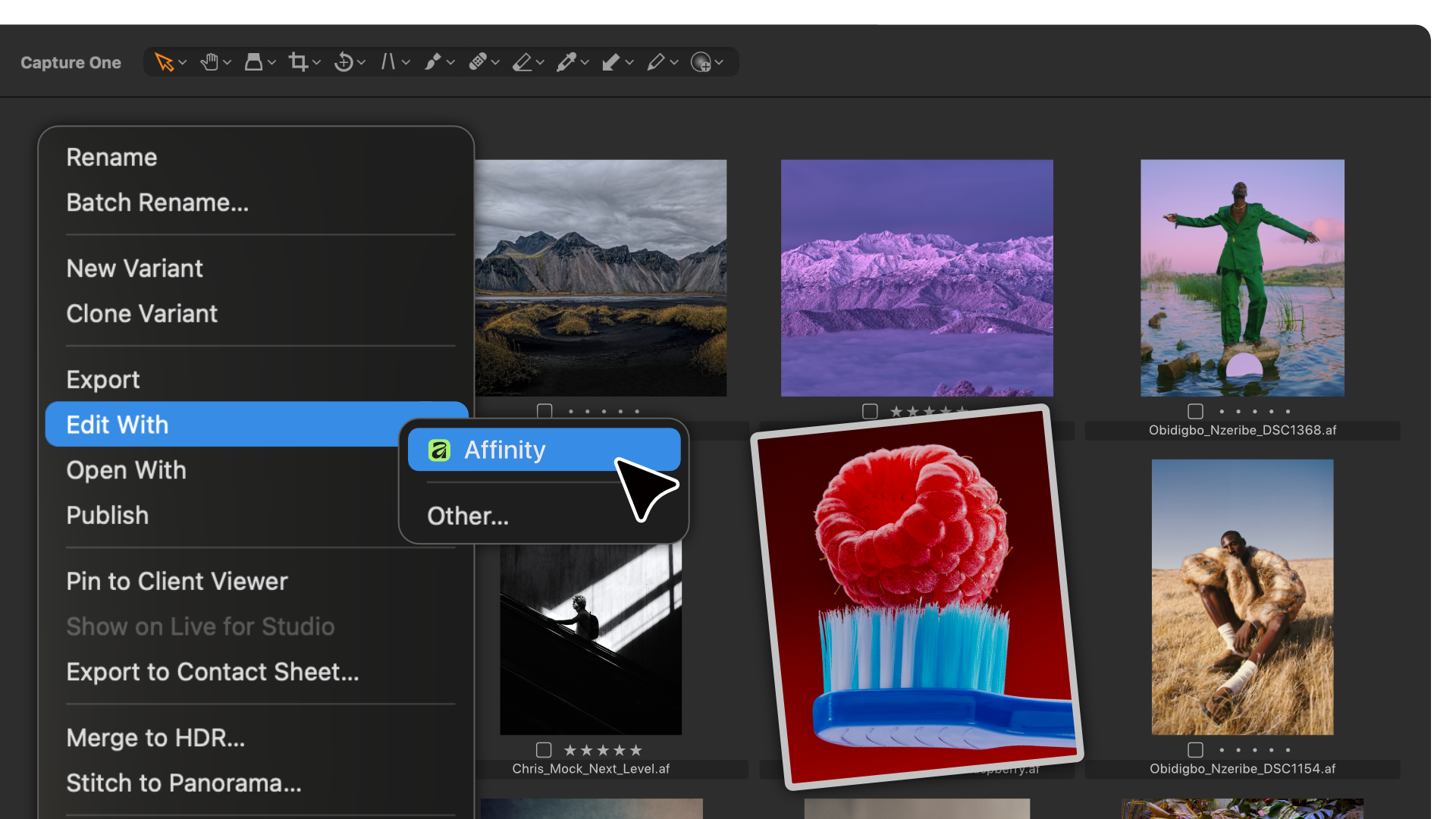 Screenshot of Canva, Affinity, and Cavalry