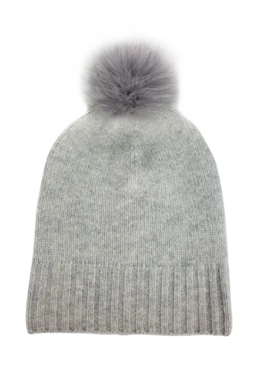 Hat Attack - Cashmere Slouchy Cuff Hat with Pom 