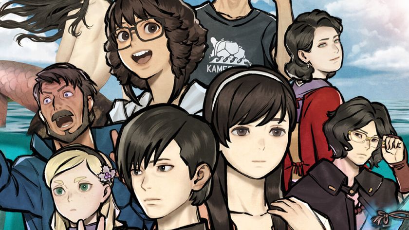 Key art for Paranormasight: The Mermaid's Curse showing the cast of characters against an ocean background with a mermaid image, cropped for a header