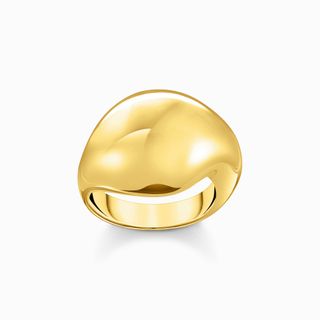 Gold-Plated Ring in Organic Drop-Shape