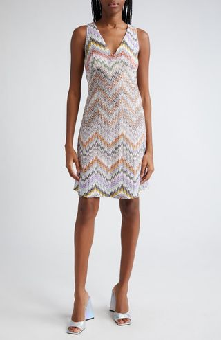 Abstract Zigzag Sleeveless Dress